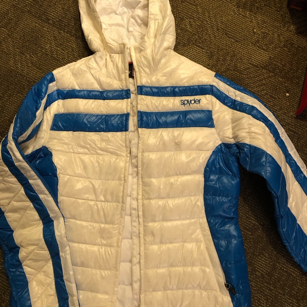 Spyder White and Blue Puffer Jacket